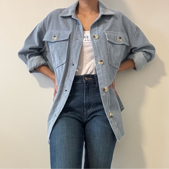 Fyre Rose’s blue corduroy Oversized Unisex shirt - Picture 2 of 4